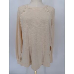 PILCRO ANTHROPOLOGIE Cream Ruffle Sleeve Knit Sweater Top Women's Medium